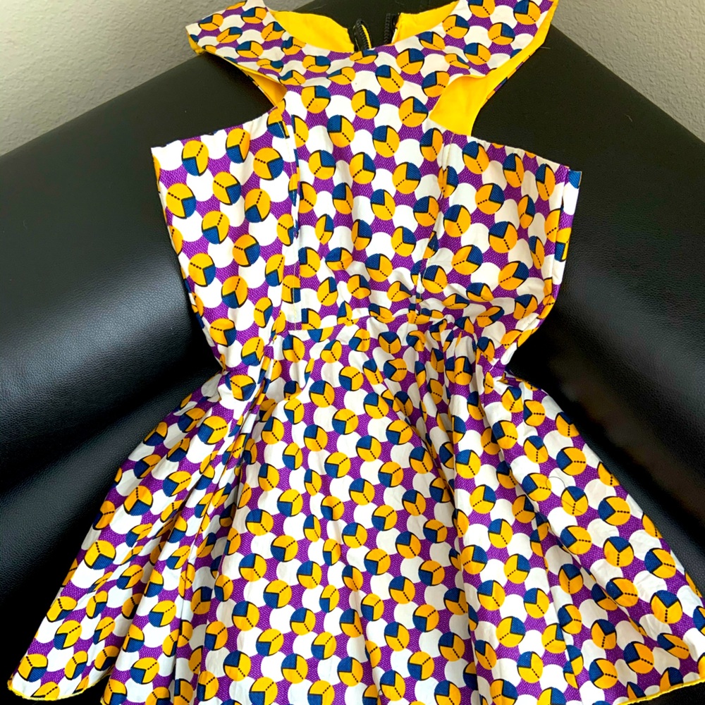 Ankara African print skater dress, small